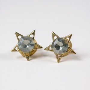 Fashion Jewelry Gold and Silver Star Earrings with Clear Stone